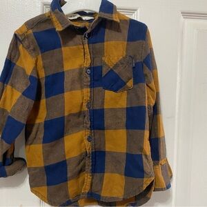 H&M Navy and Mustard Plaid Shirt